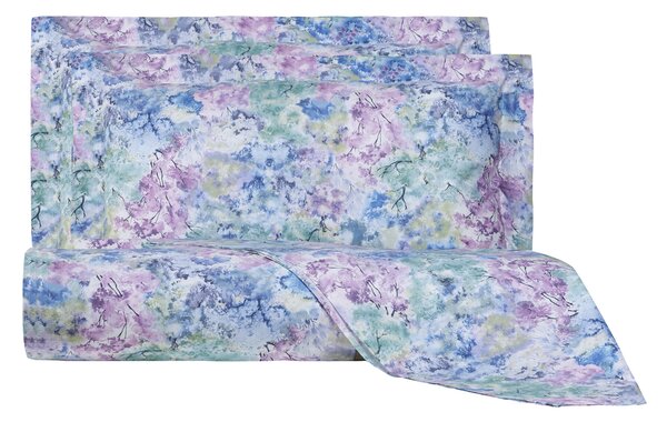 Copripiumino Con Federe In Percalle Trees Matrimoniale - 255X255 + 2 Federe50X80 Emporium Floreale Viola Caleffi