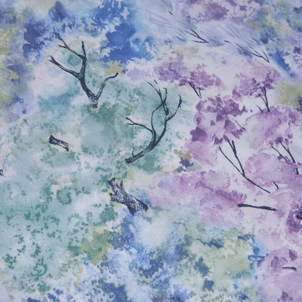 Copripiumino Con Federe In Percalle Trees Matrimoniale - 255X255 + 2 Federe50X80 Emporium Floreale Viola Caleffi
