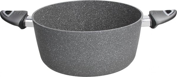 Tognana Pentola a Induzione Casseruola Antiaderente in Alluminio 24 cm con 2 Manici colore Grigio - Pure ROQ
