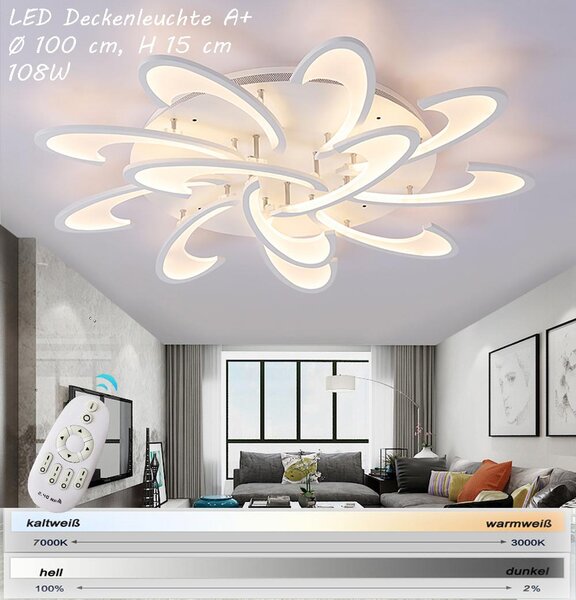 Lampada da soffitto a LED 2127-12 con telecomando, con possibilità di regolare il colore e l'intensità della luce