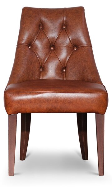Sedia Chesterfield Casadei Pelle Primo Fiore - Gambe Legno di Faggio Massello