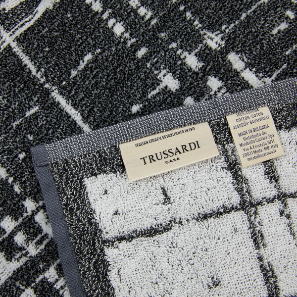 Asciugamano Con Ospite In Acrilico Dralon Scratch 40X60+60X100 Trussardi Moderno Grigio Caleffi