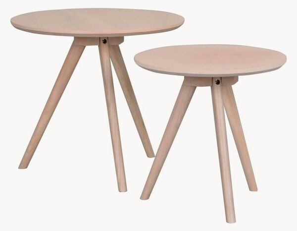 Set di 2 tavolini rotondi in legno Yumi