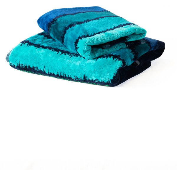 Asciugamano Con Ospite In Acrilico Dralon Rodi 40X60+60X100 Carrara Moderno Turchese Caleffi