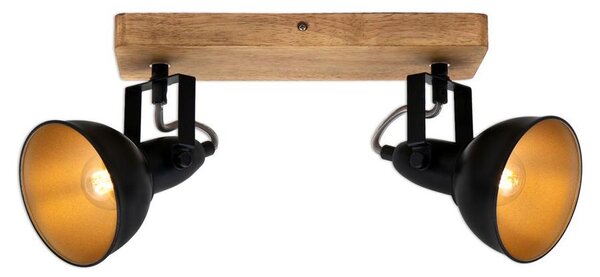 Lampada da soffitto Faretto orientabile E14 25 W nero metallo-legno Briloner