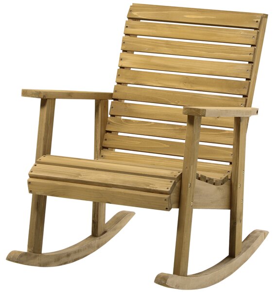 Outsunny Sedia a dondolo rocking chair da esterno in legno massiccio - 64 x 86 x 85 cm marrone