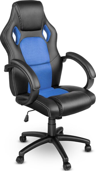 TRESKO Racing sedia direzionale sedia da ufficio sedia girevole sedia sportiva sedia da ufficio sedia da scrivania nero/azzurro