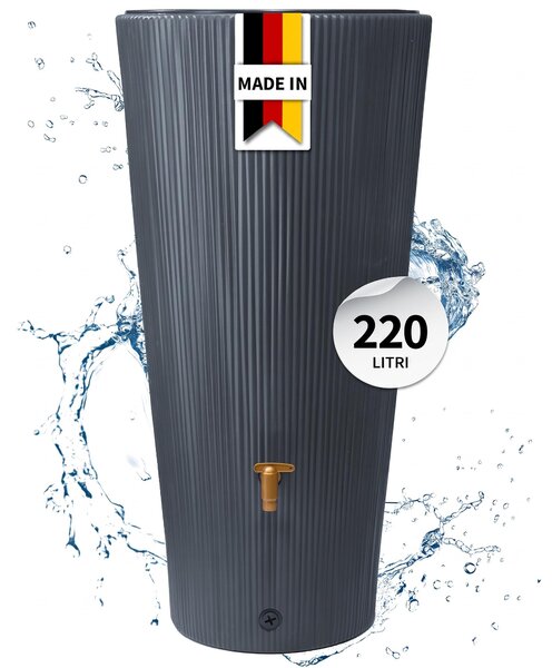 4rain VASO DECOR 2in1 serbatoio per pioggia 220 litri grigio grafite incl. ciotola per piante