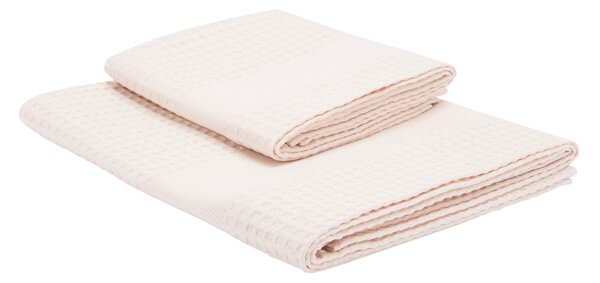 Asciugamano Con Ospite In Nido D'ape Ape 40X60+60X100 Bellora Continuat. Tinta Unita Rosa Caleffi