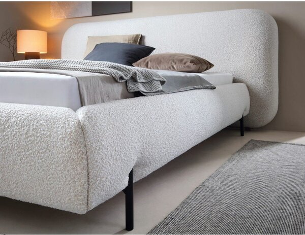 Letto matrimoniale imbottito beige con contenitore e rete inclusi 180x200 cm Pointt – ELTAP