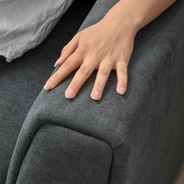 HOMCOM Divano Letto 3 Posti con Funzione Letto e Chaise Longue, Grigio Scuro | Aosom Italy
