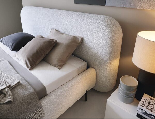 Letto matrimoniale imbottito beige con contenitore e rete inclusi 180x200 cm Pointt – ELTAP