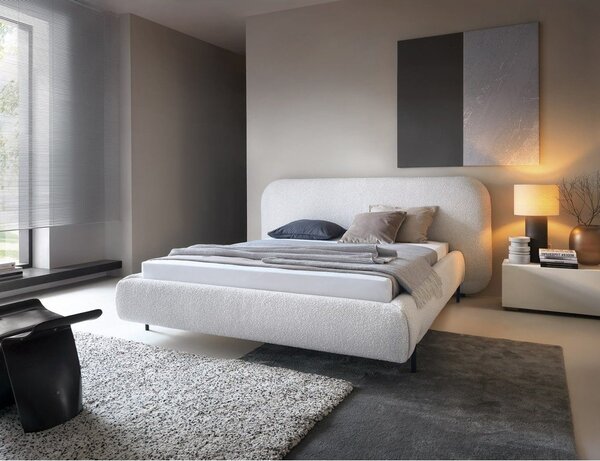 Letto matrimoniale imbottito beige con contenitore e rete inclusi 180x200 cm Pointt – ELTAP