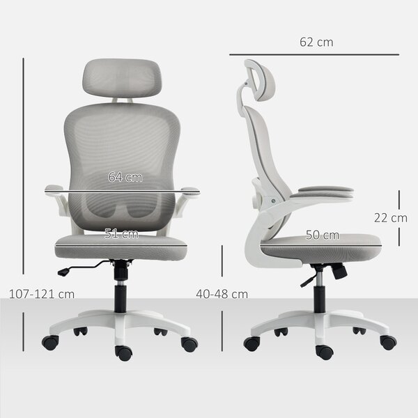 Sedia Ufficio Ergonomica HOMCOM Con Schienale In Rete, Poggiapiedi E Supporto Lombare Regolabile – Nero - 5