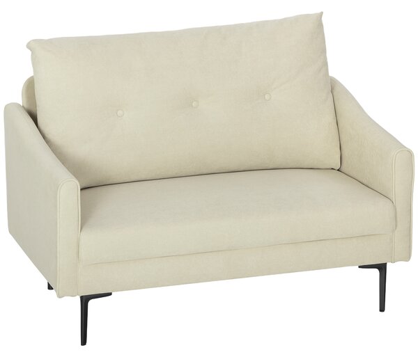 HOMCOM Divano 2 Posti Moderno con Schienale Trapuntato a Bottoni e Rivestimento in Velluto, 124x73x92 cm, Crema | Aosom Italy