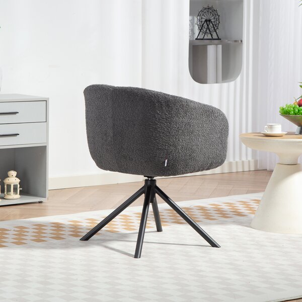 HOMCOM Poltrona, Poltrona Imbottita con Seduta Confortevole, Girevole, Rivestimento Morbido, fino a 120 kg, Grigio Scuro | Aosom Italy