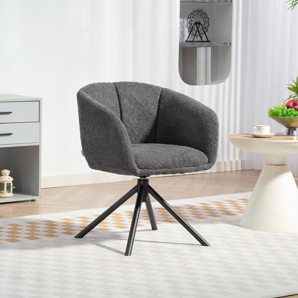 HOMCOM Poltrona, Poltrona Imbottita con Seduta Confortevole, Girevole, Rivestimento Morbido, fino a 120 kg, Grigio Scuro | Aosom Italy