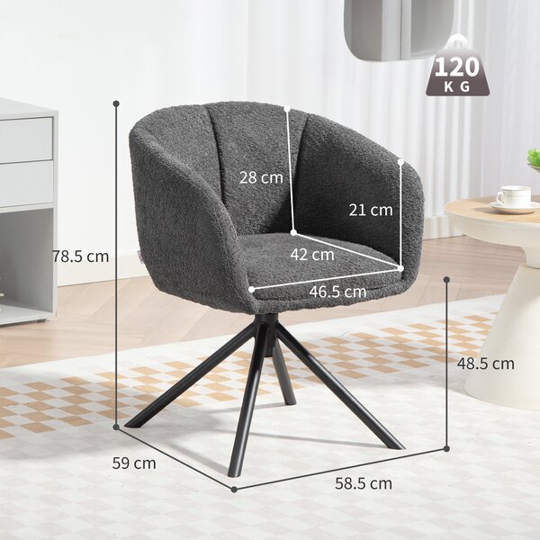 HOMCOM Poltrona, Poltrona Imbottita con Seduta Confortevole, Girevole, Rivestimento Morbido, fino a 120 kg, Grigio Scuro | Aosom Italy