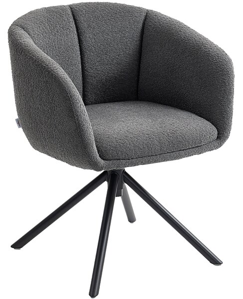 HOMCOM Poltrona, Poltrona Imbottita con Seduta Confortevole, Girevole, Rivestimento Morbido, fino a 120 kg, Grigio Scuro | Aosom Italy