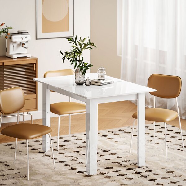 HOMCOM Tavolo da Pranzo allungabile in MDF per 4-6 Persone, 120-160 x 70 cm, Bianco Lucido | Aosom Italy