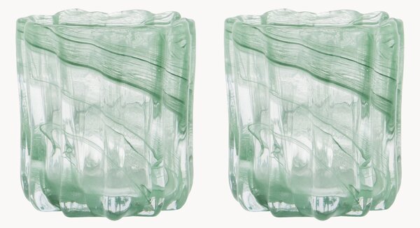 Set di 2 portalumini in vetro Curl