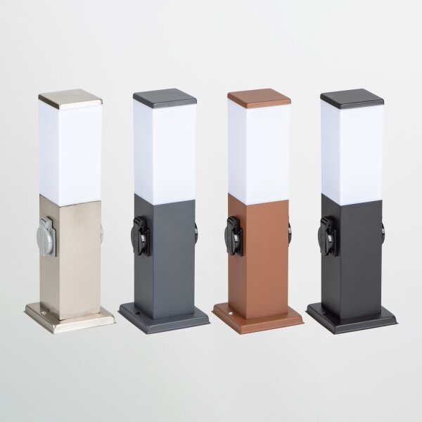 Brilagi - Lampada da esterno con 2 prese SCHUKO NOVA, portalampada 1x E27/15W/230V, 40 cm, IP44, nero