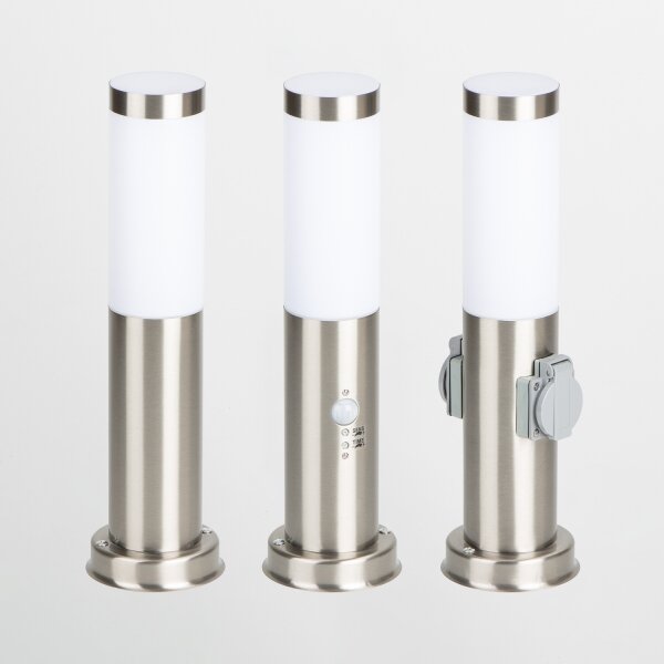 Brilagi - Lampada da esterno con 2 prese SCHUKO NOVA 1xE27/15W/230V 40 cm IP44 cromata