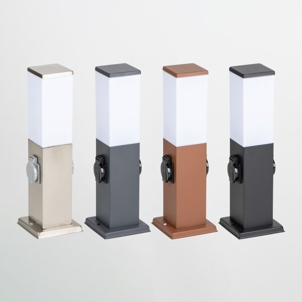Brilagi - Lampada da esterno con 2 prese SCHUKO NOVA 1xE27/15W/230V 40 cm IP44 cromata