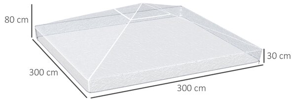 Outsunny Copertura per Gazebo 3x3 m in PVC Impermeabile e Trasparente con Corde di Sicurezza, 300x300x80 cm