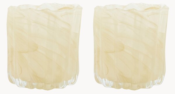 Set di 2 portalumini in vetro Curl