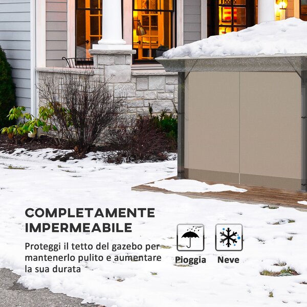 Outsunny Copertura per Gazebo 3x3 m in PVC Impermeabile e Trasparente con Corde di Sicurezza, 300x300x80 cm