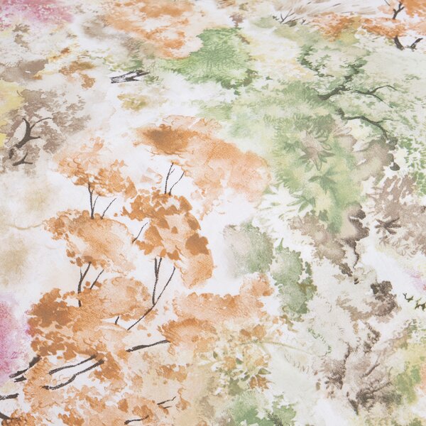 Copripiumino Con Federe In Percalle Trees Matrimoniale - 255X255 + 2 Federe50X80 Emporium Floreale Arancio Caleffi