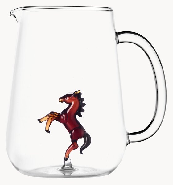 Caraffa in vetro borosilicato fatta a mano Horse, 1,7 L
