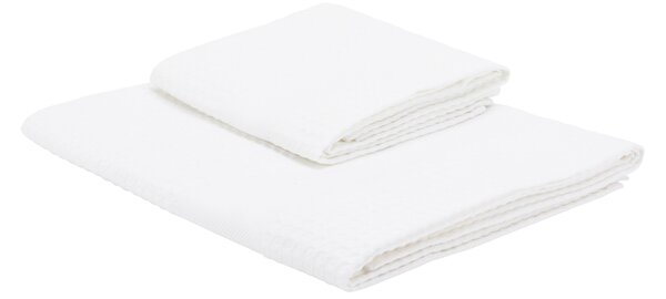 Asciugamano Con Ospite In Nido D'ape Ape 40X60+60X100 Bellora Continuat. Tinta Unita Bianco Caleffi