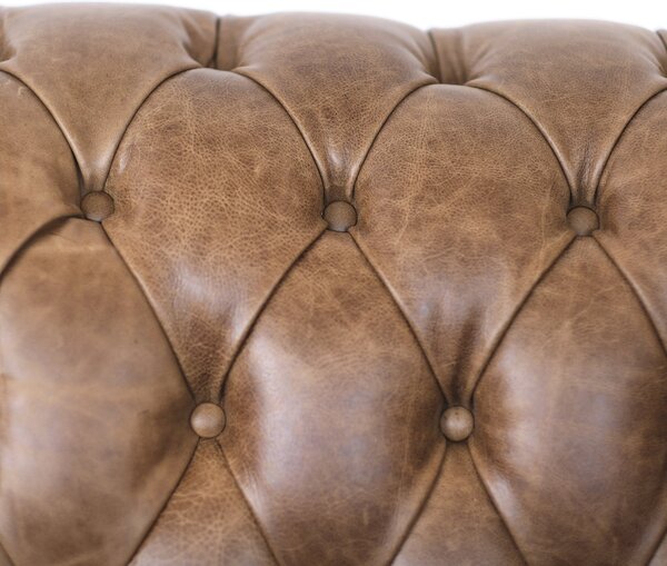 Divano Chesterfield pelle fiore effetto tabacco old England