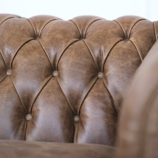 Divano Chesterfield pelle fiore effetto tabacco old England