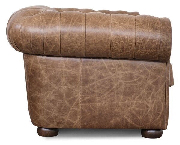 Divano Chesterfield pelle fiore effetto tabacco old England