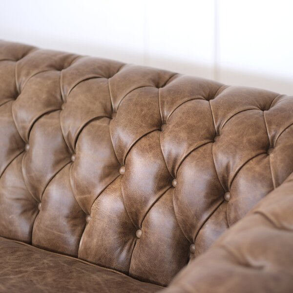 Divano Chesterfield pelle fiore effetto tabacco old England