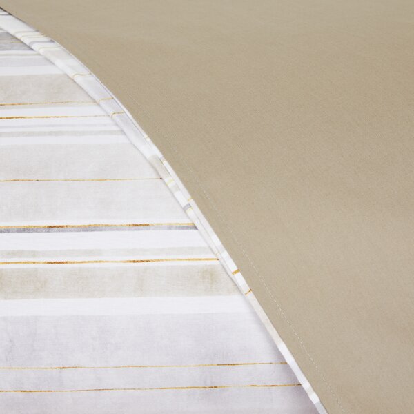 Copripiumino Con Federe In Percalle Stripes Gold 255X205 + 2 Federe50X80 Bellora Geometrico Grigio Caleffi