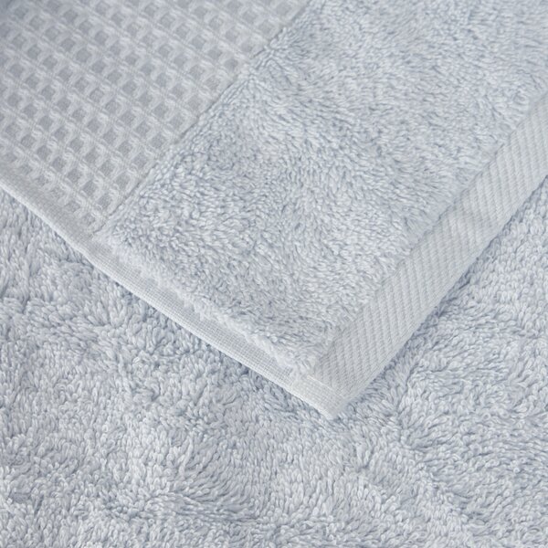 Asciugamano Con Ospite In Acrilico Dralon Fiocco 40X60+60X100 Bellora Continuat. Tinta Unita Azzurro Caleffi