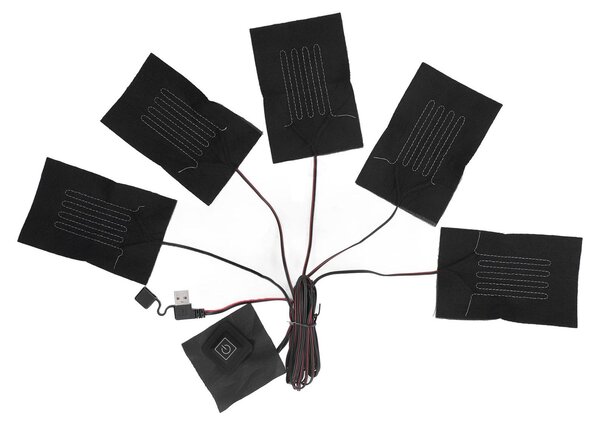 Gilet elettrico 5 in 1, cuscino riscaldante in tessuto, 3 velocità, temperatura regolabile, riscaldamento USB, impermeabile, riscaldamento in fibra composita