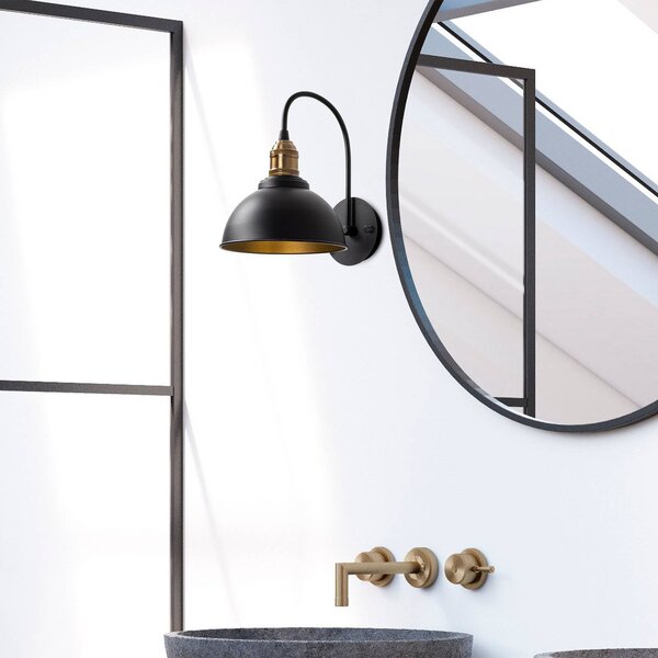Applique Saglam, nero/oro, altezza 36 cm, metallo Saglam Opviq, dimmerabile, Nero, Soggiorno / Sala da pranzo, Metallo, Lampada a sospensione