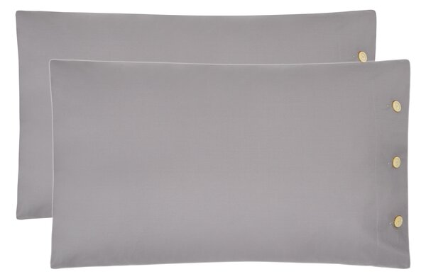 Coppia Federe In Percalle Percolours 50x80 Bellora Continuat. Tinta Unita Grigio Caleffi
