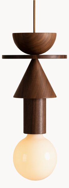 Lampada a sospensione piccola con luce regolabile fatta a mano Junit Walnuss