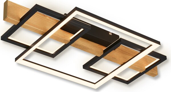 Briloner Cadre LED lampada da soffitto, retroilluminazione, decoro in legno, legno nero