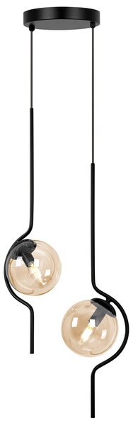 Lampada a sospensione VELA color ambra e nero, 2xE14x15W, metallo, dimensioni: 100x30x30 cm, IP20, Kaja