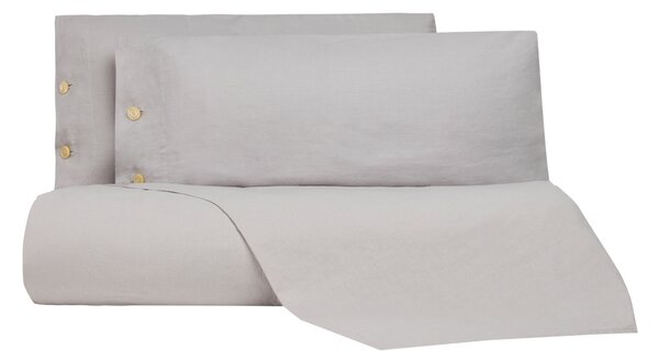 Copripiumino Con Federe In Misto Lino Violino 55x55 Bellora Continuat. Tinta Unita Grigio Caleffi