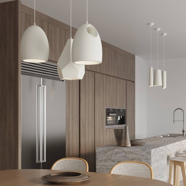 Lampada a Sospensione BUKANO E27 in Ceramica Bianca