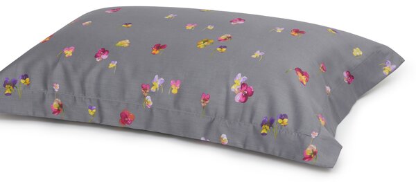 Copripiumino Con Federe In Raso Di Cotone Violetta Matrimoniale - 255X255 + 2 Federe50X80 Emporium Floreale Grigio Caleffi