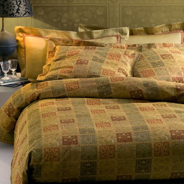 Copripiumino Con Federe 255X205 2 FEDERE50X80 Otranto GIALLO Raso Jacquard Caleffi